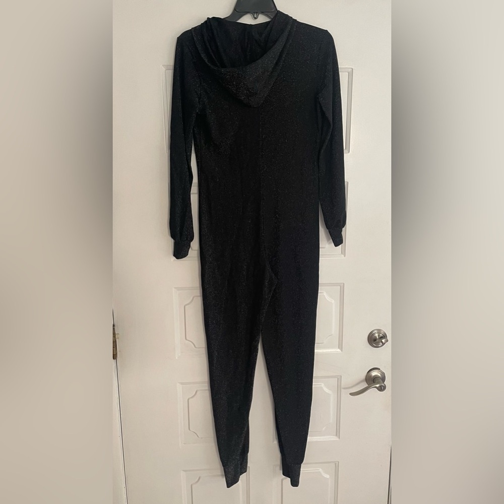 Savage X Fenty Black Metallic Full Zip Hooded Jumpsuit Womens Size Small Glam - Picture 9 of 9